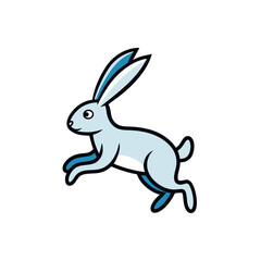 Obraz premium rabbit hopping hand sketch and colored paint 