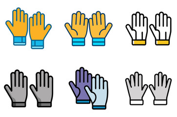 Obraz premium Heavy-duty work gloves icon set for construction, safety, and industrial protection