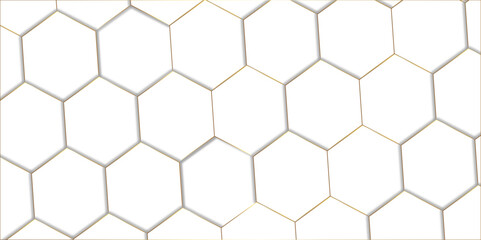 Abstract pattern with hexagonal white and gray technology line paper background. Hexagonal 3d vector grid tile and mosaic structure simple style hexagonal graphic concept. Futuristic surface design.	
