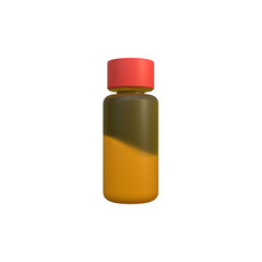 Serum Bottle Illustration Simple Graphic of Cosmetic Bottle with Red Cap and Golden Liquid for Beauty Concepts
