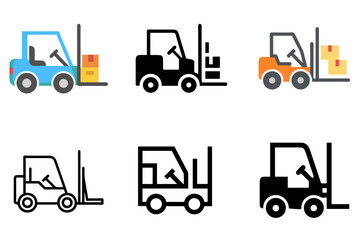 Industrial Forklift Icon Heavy Equipment Cargo Lift Transportation

