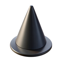 Glossy dark cone with base on a black background a simple 3d rendering