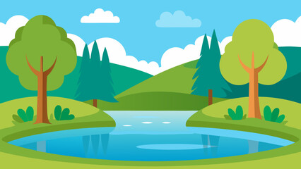 Obraz premium landscape with river and trees