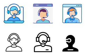 Profile Headset Icon Online Learning Support Education Pack

