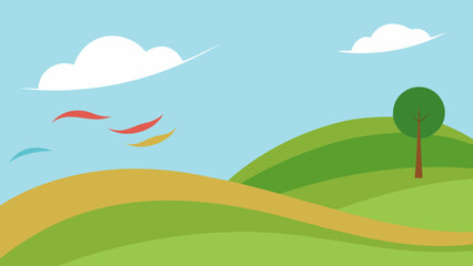 summer landscape with a rainbow