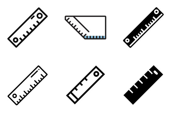 Ruler Level Icon Measure Align Straight Tool Symbol Set