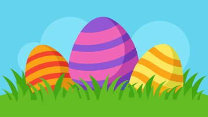 easter eggs on grass