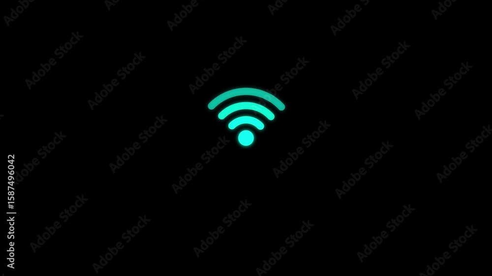 Aufkleber abstract wi-fi icon animation on black background. digital wi-fi network icon concept. wi-fi network
