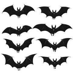 Naklejka premium Bats (Flying Mammals) black silhouette isolated on a transparent background
