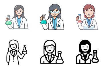 Fototapeta premium Female scientist icon representing research, laboratory work, and scientific studies
