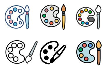 Fototapeta premium Artist paint palette with brush symbol for creativity, design, and visual arts projects