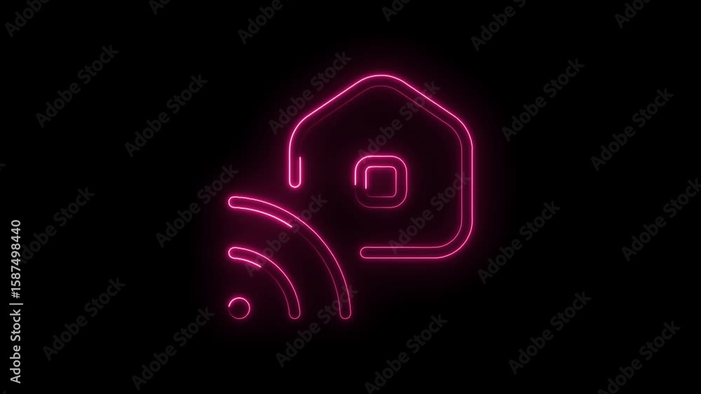 Poster smart home wireless connectivity with neon glow visual representing iot and modern automation system
