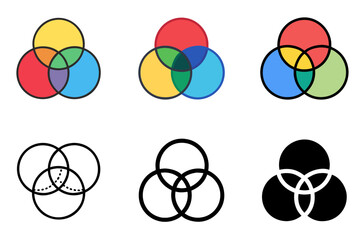 Color theory icon showing three overlapping circles for RGB CMYK additive subtractive models