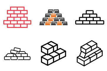 Brick wall construction icon showing stacked bricks for building or masonry structure