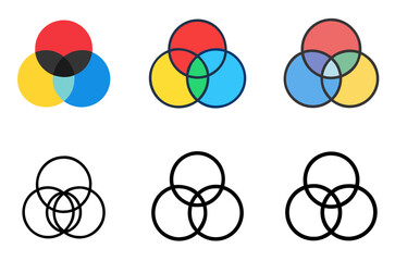 Three overlapping color circles icon representing RGB or CMYK color theory concepts