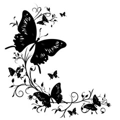 Butterfly black silhouette isolated on a transparent background