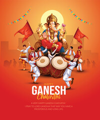 Lord Ganpati on Ganesh Chaturthi background. new abstract vector illustration design background