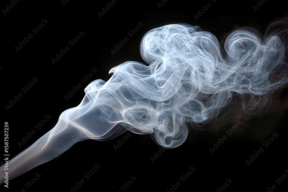 Poster white smoke swirls against a black background creating an ethereal abstract form