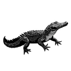 Fototapeta premium Crocodile black silhouette isolated on a transparent background