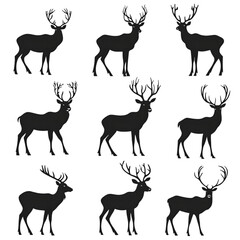 Deer (Elk, Caribou, Reindeer) black silhouette isolated on a transparent background (2).png