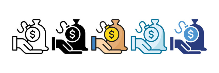 Debt Icon Set Multiple Style Collection