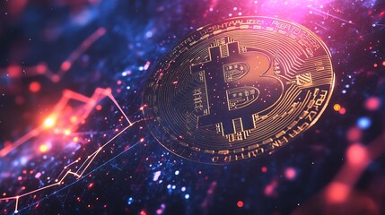 A holographic crypto chart floating in space
