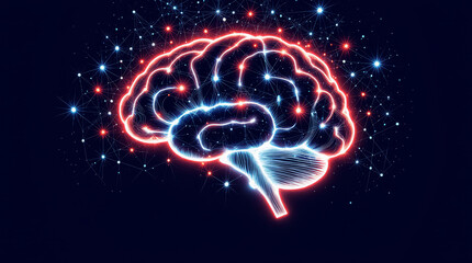 Generative AI Glowing Brain Network, Innovation Concept Human brain Network Connection Neurons Science Technology Artificial intelligence Intelligence Neurology - Perfect For Your Project