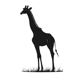 Obraz premium Giraffe black silhouette isolated on a transparent background