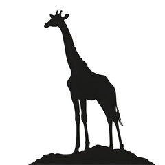 Naklejka premium Giraffe black silhouette isolated on a transparent background