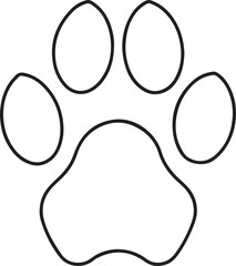 Cat footprint outline vector illustration, line art