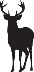 Powerful deer stag silhouette standing majestically, showcasing impressive antlers and a strong, wild presence, ideal for nature, wildlife, or outdoor-themed design projects and branding elements