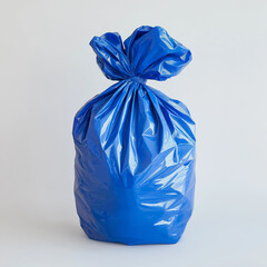 Blue garbage bag isolated on a white background