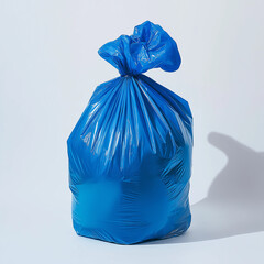 Blue garbage bag isolated on a white background