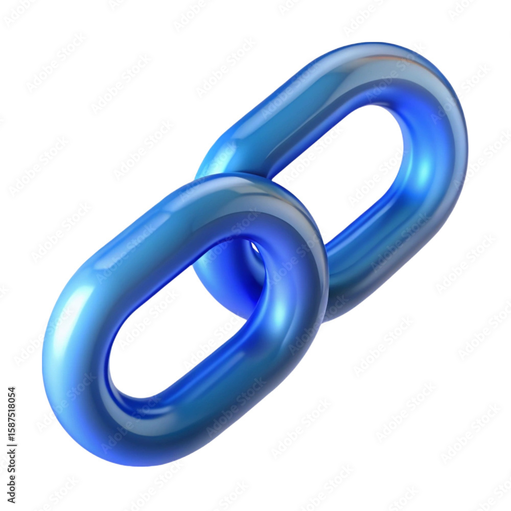Poster shiny blue chain links interlocked on a black background representing connection
