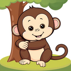 Adorable Jungle Monkey with Big Eyes and Smile