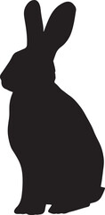 A distinct silhouette of an alert rabbit, sitting upright with its ears perked, a perfect simple vector graphic for animal or nature themed designs