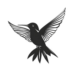 Obraz premium Hummingbird black silhouette isolated on a transparent background
