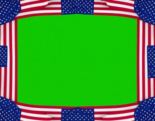 American flag frame around a green screen
