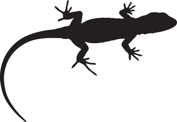 Striking black silhouette of a lizard, showcasing its distinct shape and agile nature, perfect for wildlife, nature, or symbolic graphic design and educational projects
