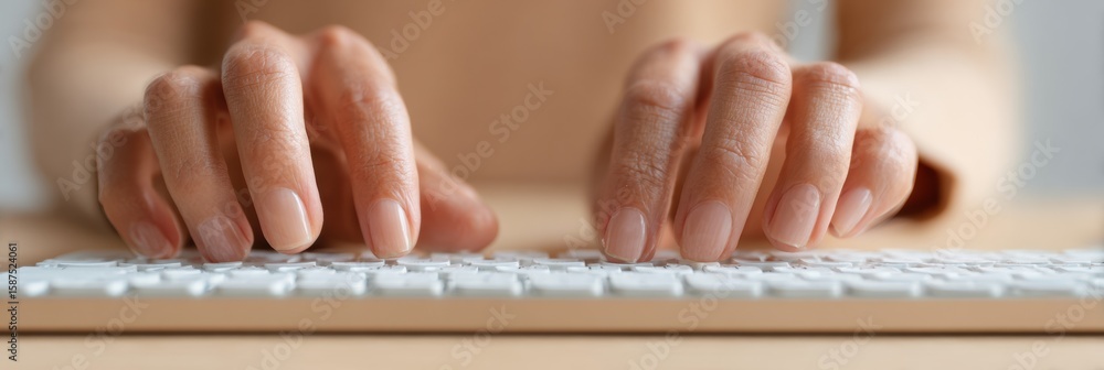 Poster modern accessible technology with haptic feedback braille display and computer keyboard premium incl