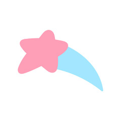 Shooting star. Hand drawn vector illustration on white background.