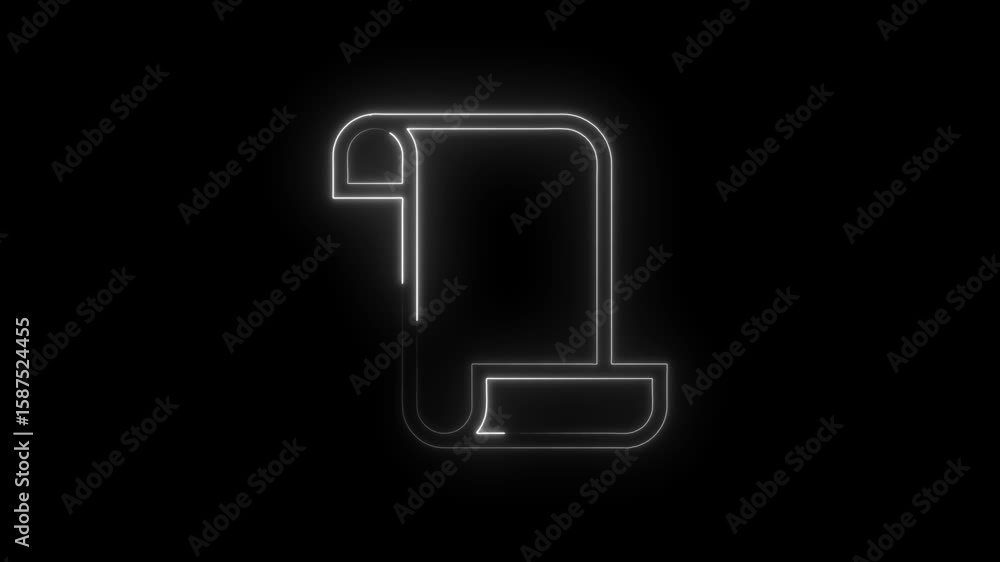 Poster neon scroll paper unfolding animation on black background suitable for various legal documentation c