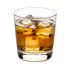 Whiskey and ice on black background