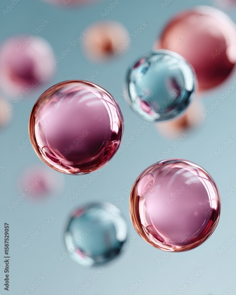 Poster premium quantum sensing abstract orbs floating in dynamic formation for modern tech innovation and c