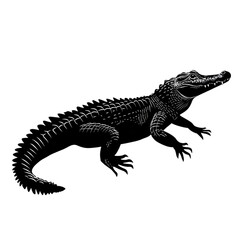 Obraz premium Nile Crocodile black silhouette isolated on a transparent background