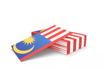 A neatly stacked set of rectangular cards featuring the flag of Malaysia 