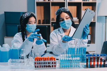 Modern Empty Science Laboratory With Microscopes, Test Tubes And Other Laboratory Equipments