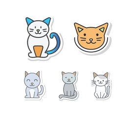 Cute Cat Stickers Colorful feline illustrations