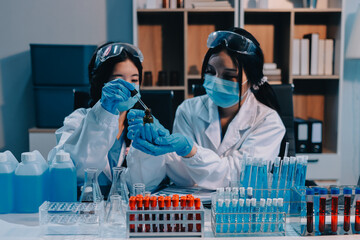 Modern Empty Science Laboratory With Microscopes, Test Tubes And Other Laboratory Equipments