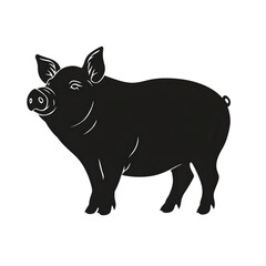 Fototapeta premium Pig black silhouette isolated on a transparent background